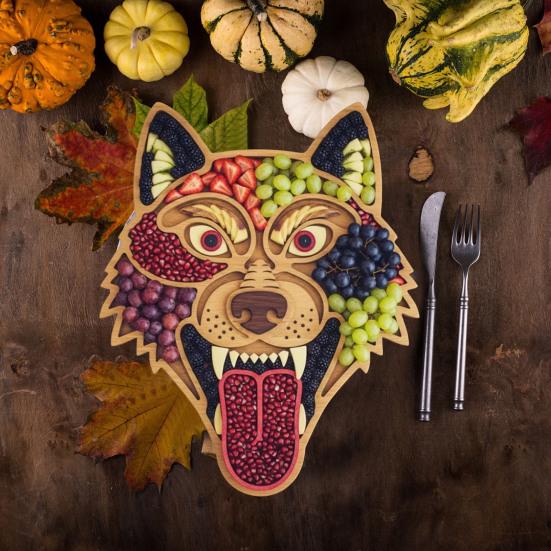 Halloween Charcuterie Board Wooden Serving Tray with Spooky Theme Cheese Appetizer Platter for Parties Unique Gift for Food Lovers