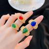 Роскошное многоцветное кольцо в стиле дворца с цирконием в форме голубиного яйца, подходящее для повседневной женской вечеринки, модные ювелирные изделия