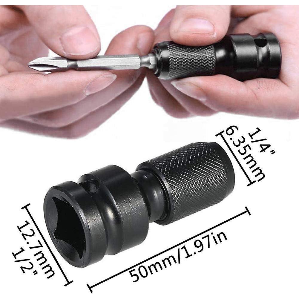 4 Piece Hex Shaft Adapter 1/2 Square Drive to 1/4 Hex Shaft Socket Adapter Ratchet Wrench Quick Rele