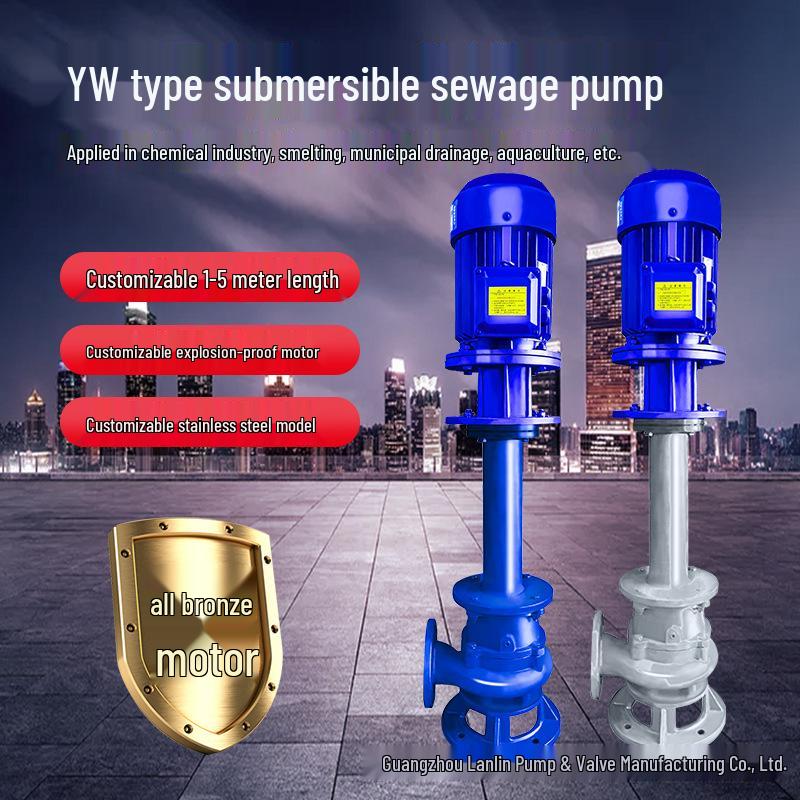 Corrosion-Resistant Submersible Sewage Pump, 304/316L Stainless Steel, Acid and Alkali-Resistant Long-Shaft Chemical Centrifugal Pump