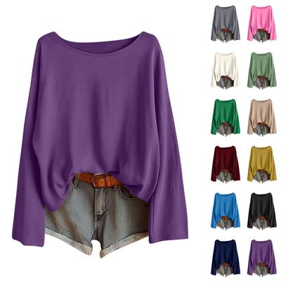 Женские рубашки с длинным рукавом однотонные футболки блузки повседневные больших размеров базовые топы пуловер