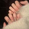 10Pcs Bow Butterfly Short Style Fake Nails Gradient Cream Fake Nail Extension  Wedding
