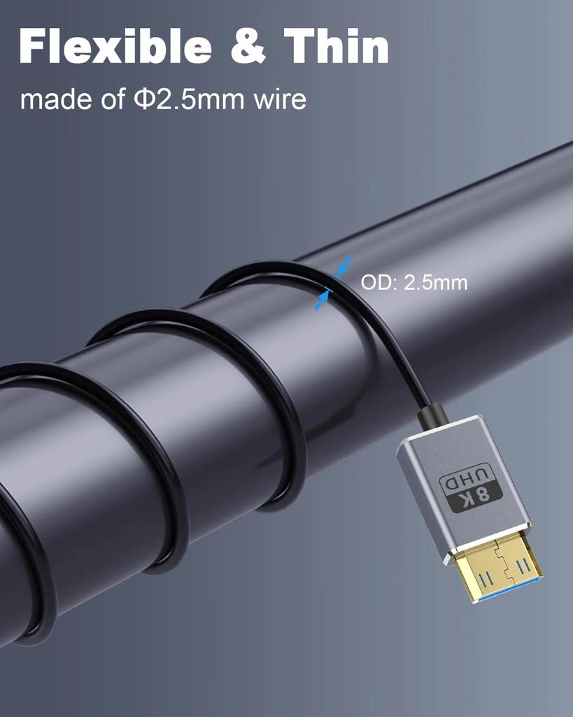 Duttek L-образный HDMI Mini HDMI конвертер кабель 8K Mini HDMI в HDMI короткий кабель 1 фут 48 Гбит/с Mini HDMI ультратонкий L-образный Mini HDMI в HDMI Male