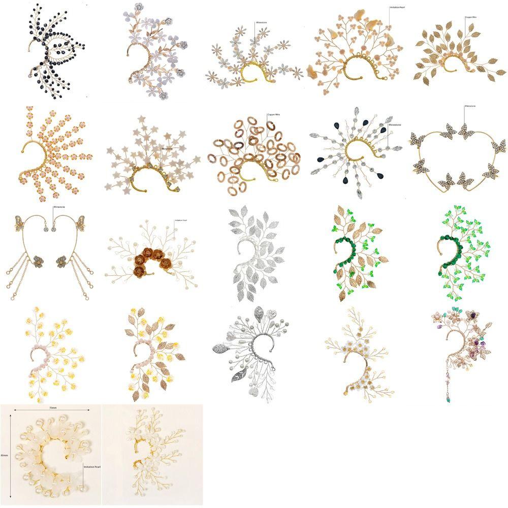 Fairy Pearl Flower Ear Cuffs Chic Rhinestone Ear Clips Fashion Butterfly Elf Ear Cuff Women