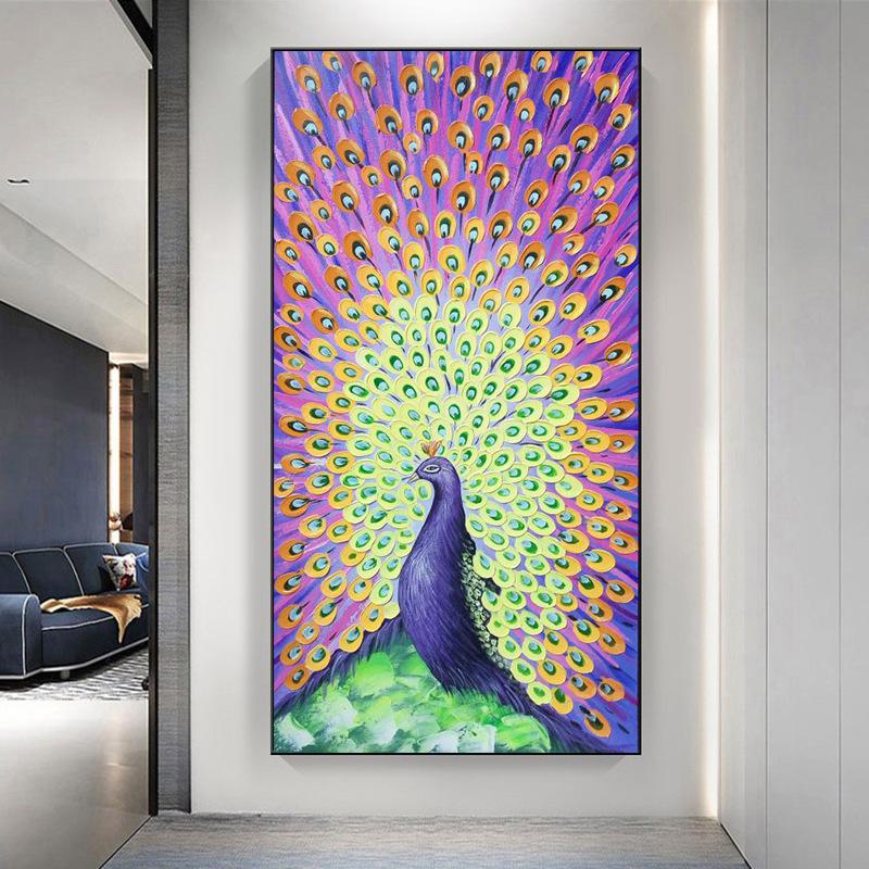 Новый китайский стиль свет роскошный павлин Феникс холст картина настенное искусство абстрактные золотые постеры с животными для крыльца декор стены комнаты
