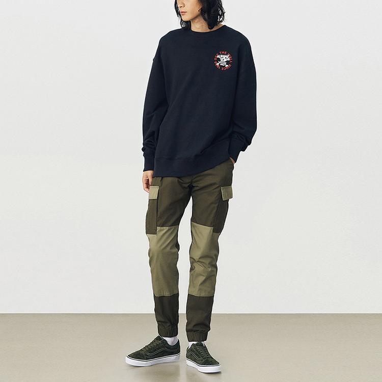 Vans Толстовка с круглым вырезом и забавным рисунком черепа, мультяшный принт, мужская толстовка, черная VN0A54JIBLK