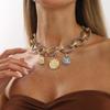 Европейский и американский преувеличенный темперамент популярное ожерелье-цепочка твист ZA та же монета сплав кулон ключичная цепочка