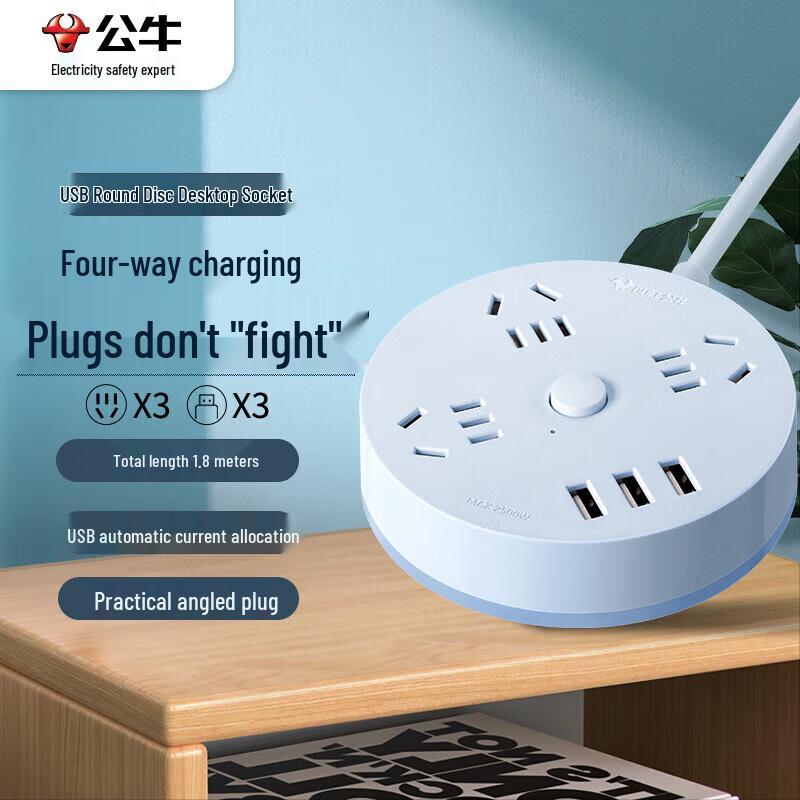 BULL Round Power Strip CN plug (adapter included)