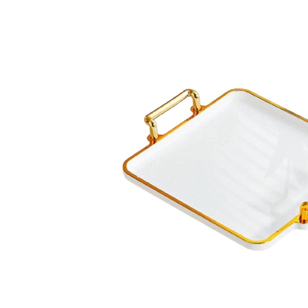 Serving Tray with Handles Rectangle Serving Platter Tea Fruit Storage Tray for Living Room Bathroom Kitchen Entertaining Decor