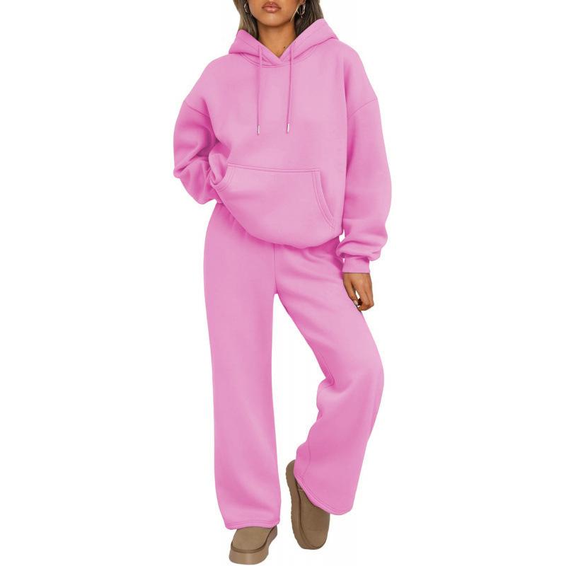 Fashionable Fleece Hoodie and Wide-Leg Pants Set for Cross-Border E-Commerce