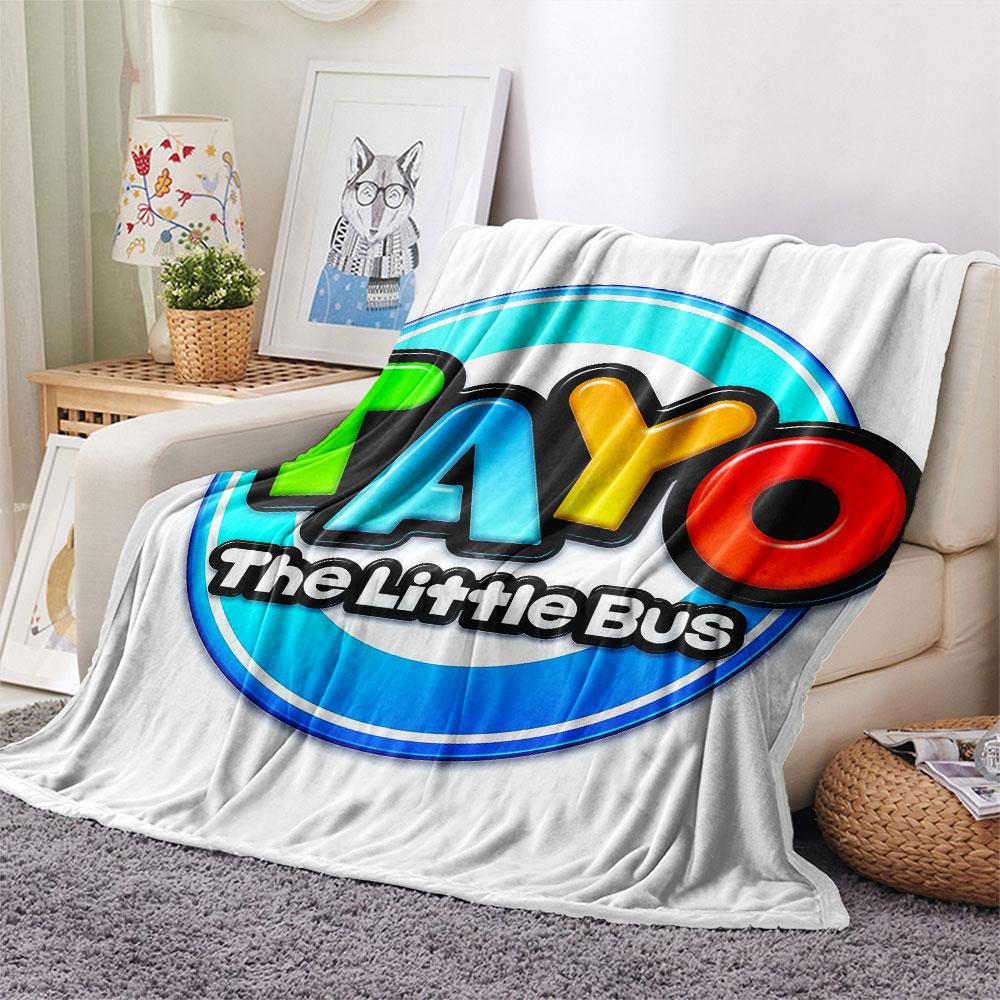Tayo Printed Flannel Blanket, soft throw for bedroom sofa, washable, Christmas present, great gift.