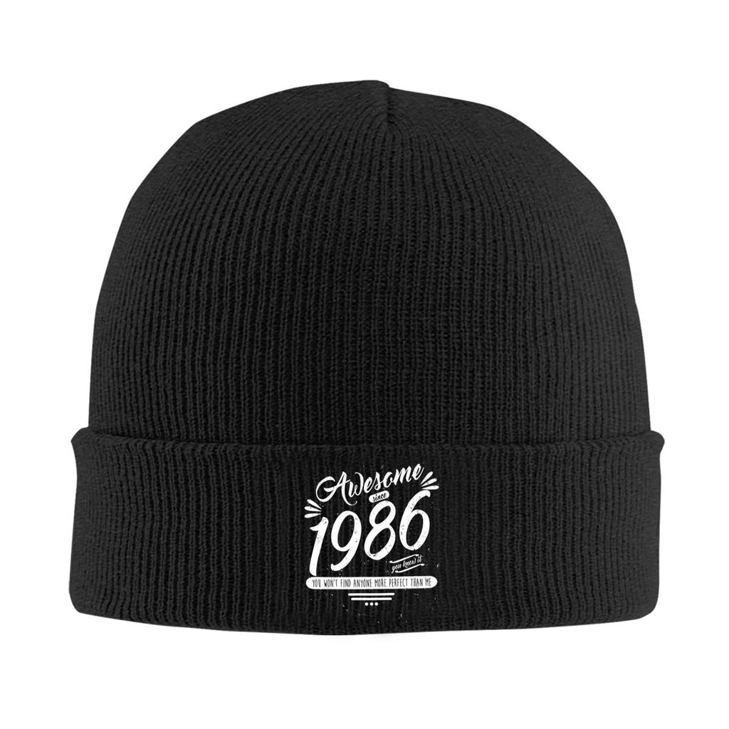 Born in 1986 vintage age 40 years old funny 40th birthday Cuff Beanie Knit Skull Cap For Men Warm Knit Skullies Beanie Cap