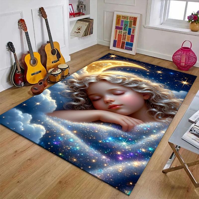 Crystal Velvet Sleeping Princess Printed Area Rug for Bedroom, Living Room, And Home Office Decoration, Stylish Mat for Bedside A67