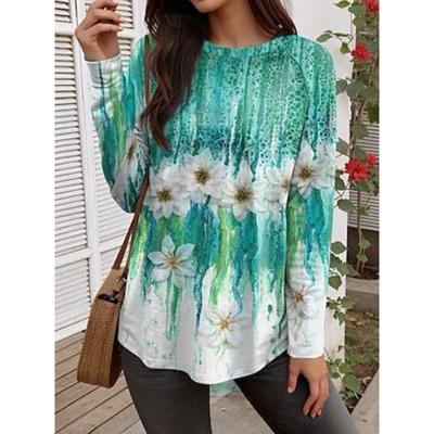 Женская футболка с длинными рукавами и 3D-принтом в полоску и клетку, с круглым вырезом, осенняя, с животными, праздничная, модная, для вечеринок