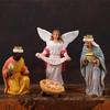 Рождественские фигурки вертепа Фигурка Святого Семейства с ослом Фигурка вертепа, Настольное украшение Религиозные рождественские украшения