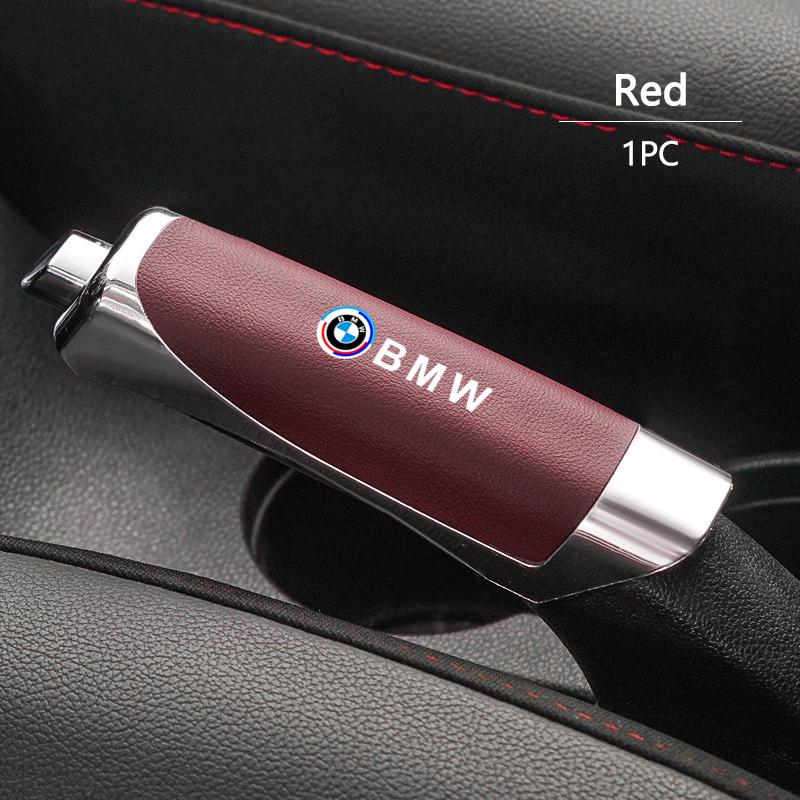 BOHQ2 ABS+Leather Car Hand Brake Cover Handbrake Grip Protector Cap For BMW 50th 325Li 320Li 330Li E36 G20 E46 E90 E60 F30 E39 E30 F20