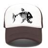 popular fish bone printed mesh hat baseball cap, summer sunshade men's and women's vacation sunscreen hat
