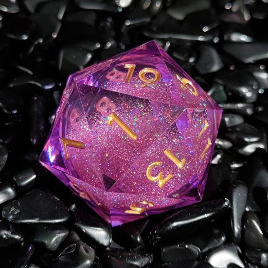 Игральные кости Liquid Core Resin Dice Sharp Edge 20-сторонние игральные кости золотисто-серебристого цвета с цифрами Многогранные игральные кости Quicksand Multi-sided D20 игральные кости для ролевой игры Реквизит для игральных костей