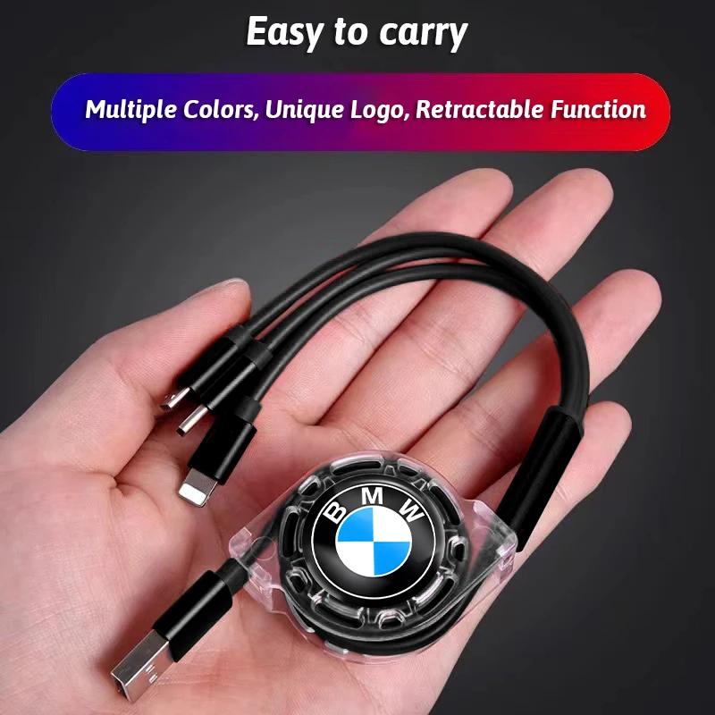 BAAS1 New 2025 3 In 1 Micro USB Type C Charging Cable Multi Charger For BMW X1 X2 X3 X5 X4 X6 X7 G30 G20 G32 G11 G12 F40 F30 F20 F10 F
