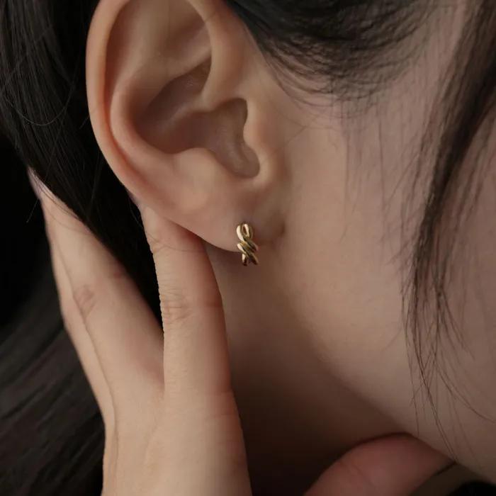 14k rope one touch earrings (1pair)
