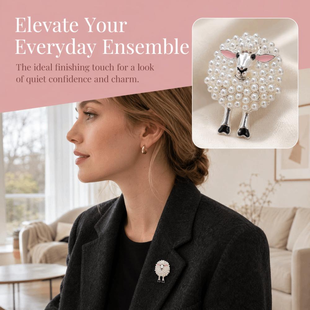 Zinc Alloy Pearl Brooch Full Drill Design Fashion Brooch Sheep Brooch  For Bags Hats T-shirts Jeans