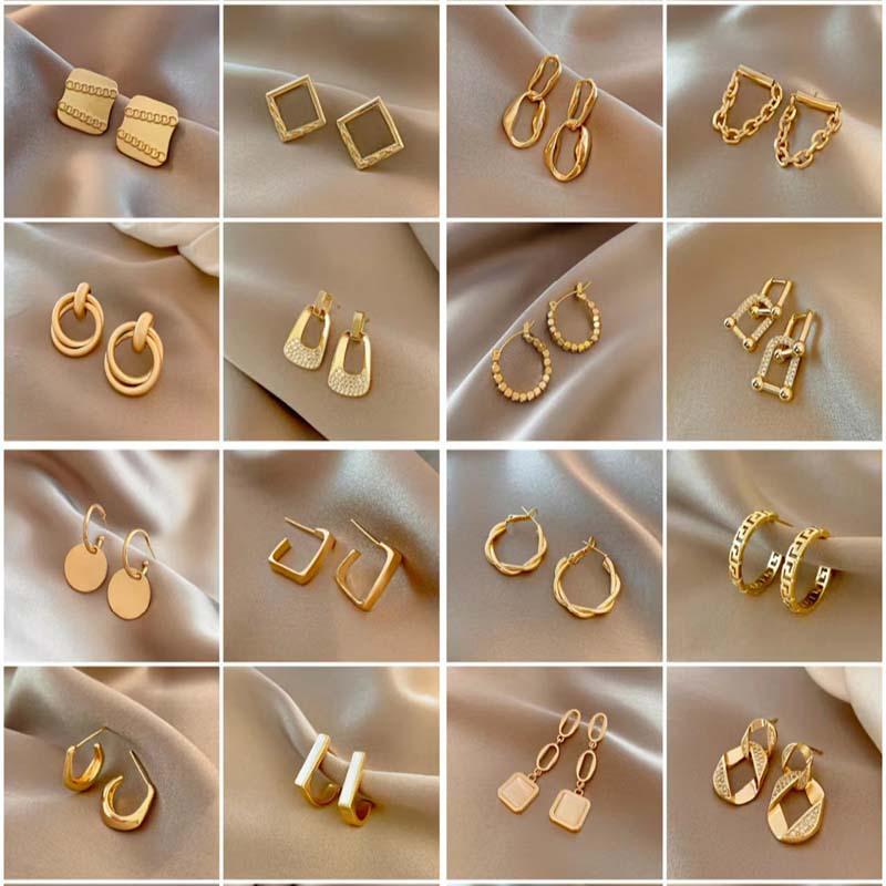 Металлические серьги-пусеты в геометрическом стиле, нишевые, простые, универсальные, модные, высокого класса