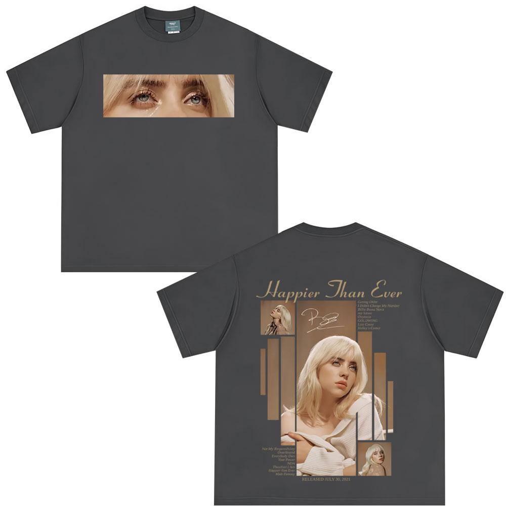 Happy Tshirt Suitable for Both Men Women in 2025Fashion Pop Music Short Sleeved Tshirt Oversized Hiphop Unisex Couple Tshirt