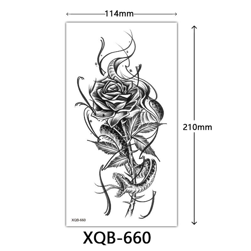 Маленькая наклейка-тату на всю руку, Цветочные буквы, Простая наклейка-тату с цветком