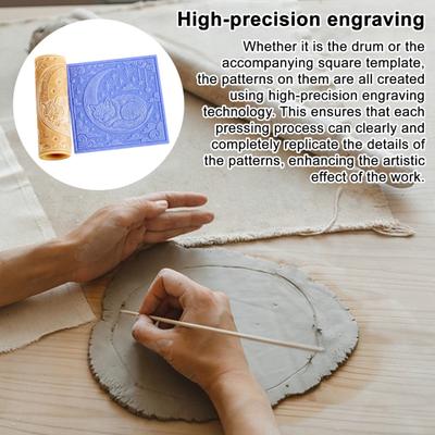 1/4 шт. Глиняный ролик, форма для тиснения, высокоточный ролик с гравированным узором, лунный дизайн, керамический инструмент, DIY ремесло