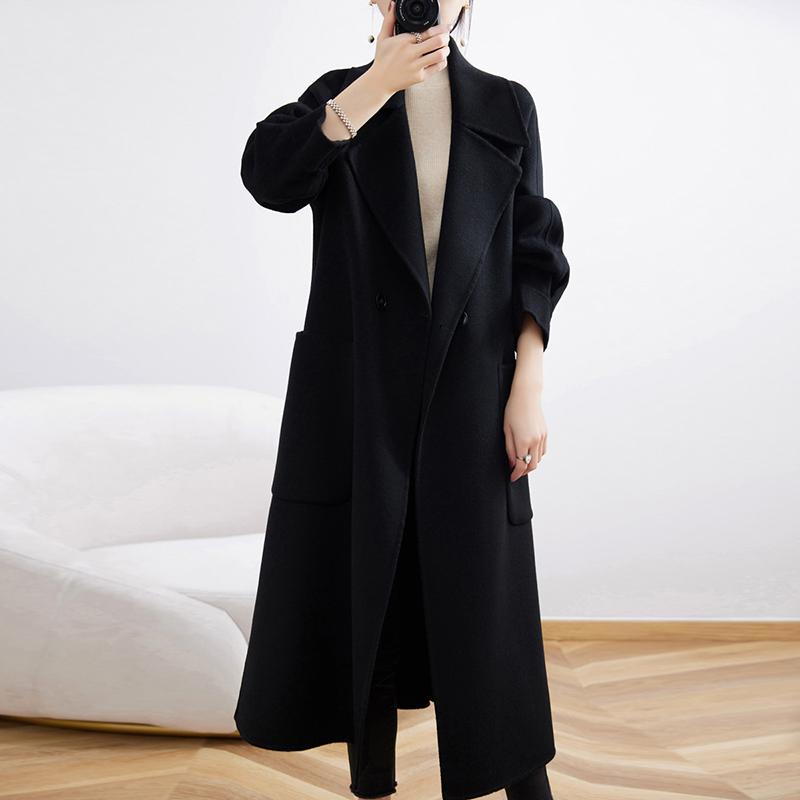 Женское пальто из 100% шерсти TIDENOVEL Осеннее шерстяное длинное пальто Ручной работы Пальто-бушлат Зимняя теплая шерстяная длинная куртка Пальто