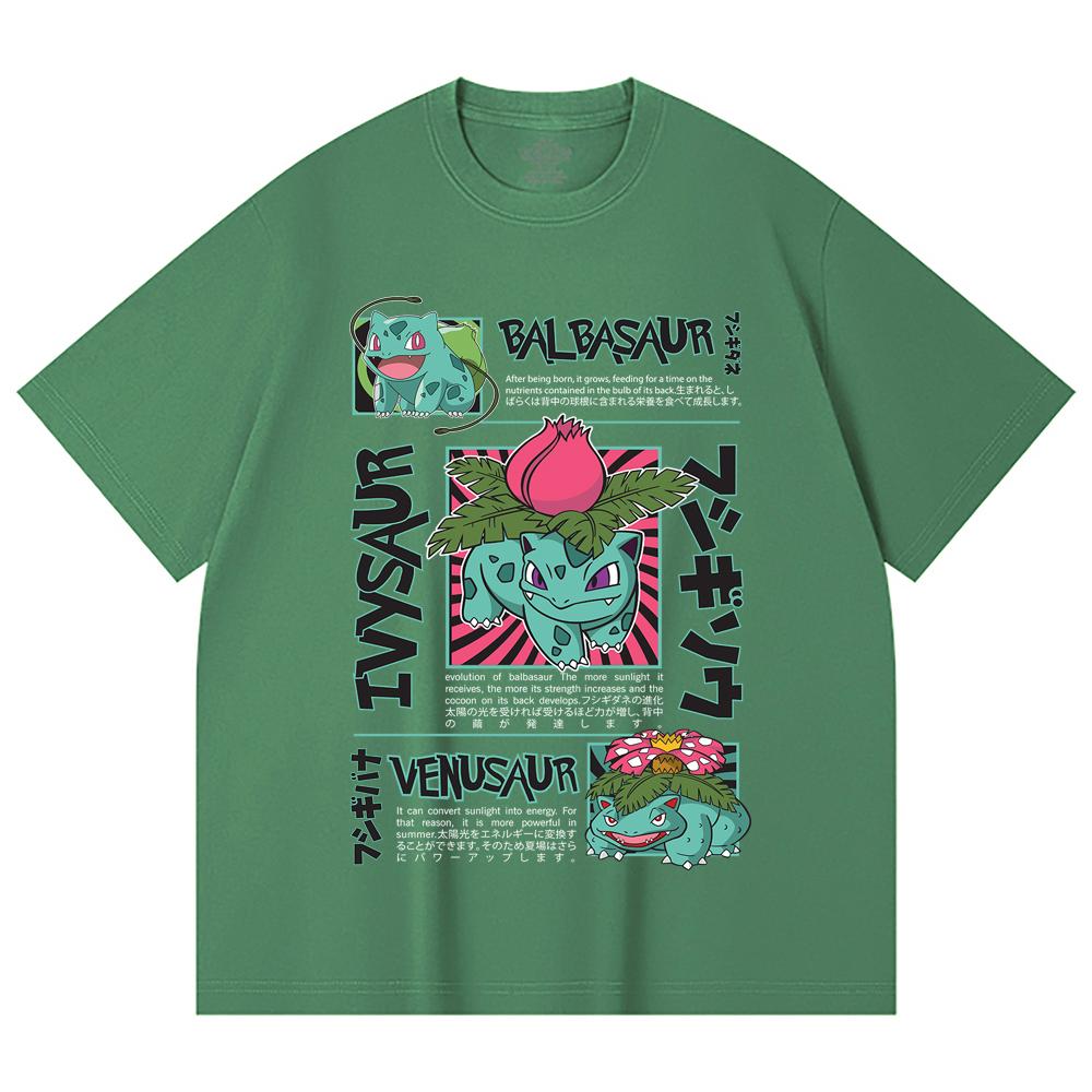 230 Gsm 100% Cotton Pokemon V4 Balbasaur Print Unisex Heavy Cotton T Shirt