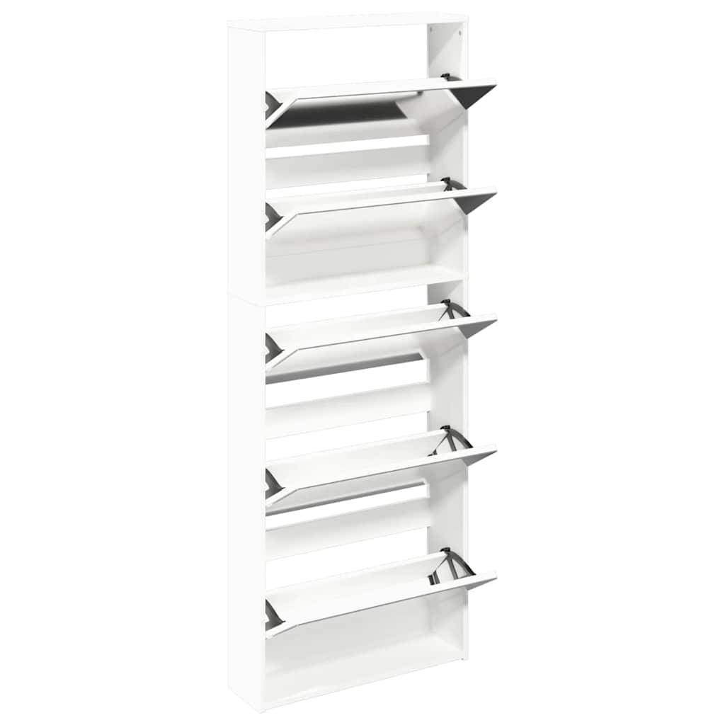 5 Tier Shoe Cabinet with Mirror White 63 * 17 * 169.5 cm