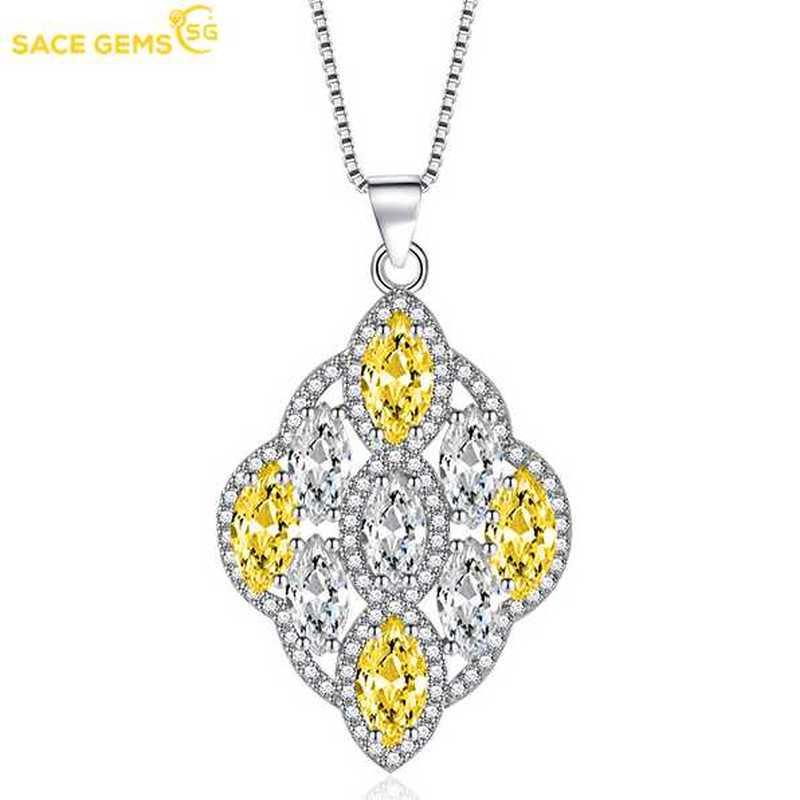 Sace Gems Классический роскошный циркон для женщин кулон ожерелье ювелирные изделия свадебное обещание вечерние подарок
