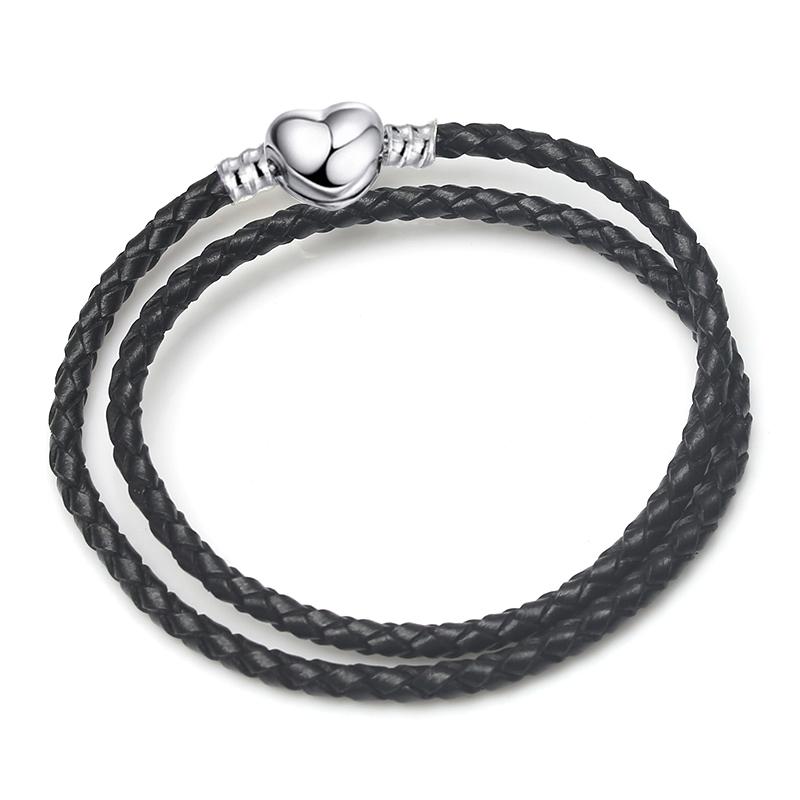 BAOPON White/Black Leather Chain Charm Bracelet Fits DIY Beads Bracelet for Women Lover Men Jewelry Gift