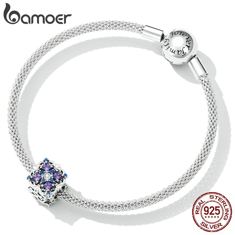 BAMOER стерлингового серебра 925 пробы с винтажным узором, подвески, изысканный блестящий цирконий, подходит для оригинального браслета, ювелирные изделия