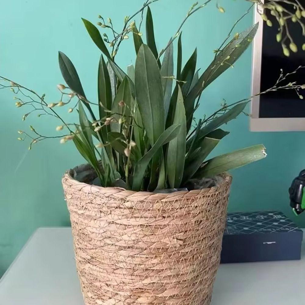 1 шт. Корзина для растений, цветочный горшок, корзина из ротанговой соломы, плетеная корзина для растений, плетеный цветочный горшок из травы