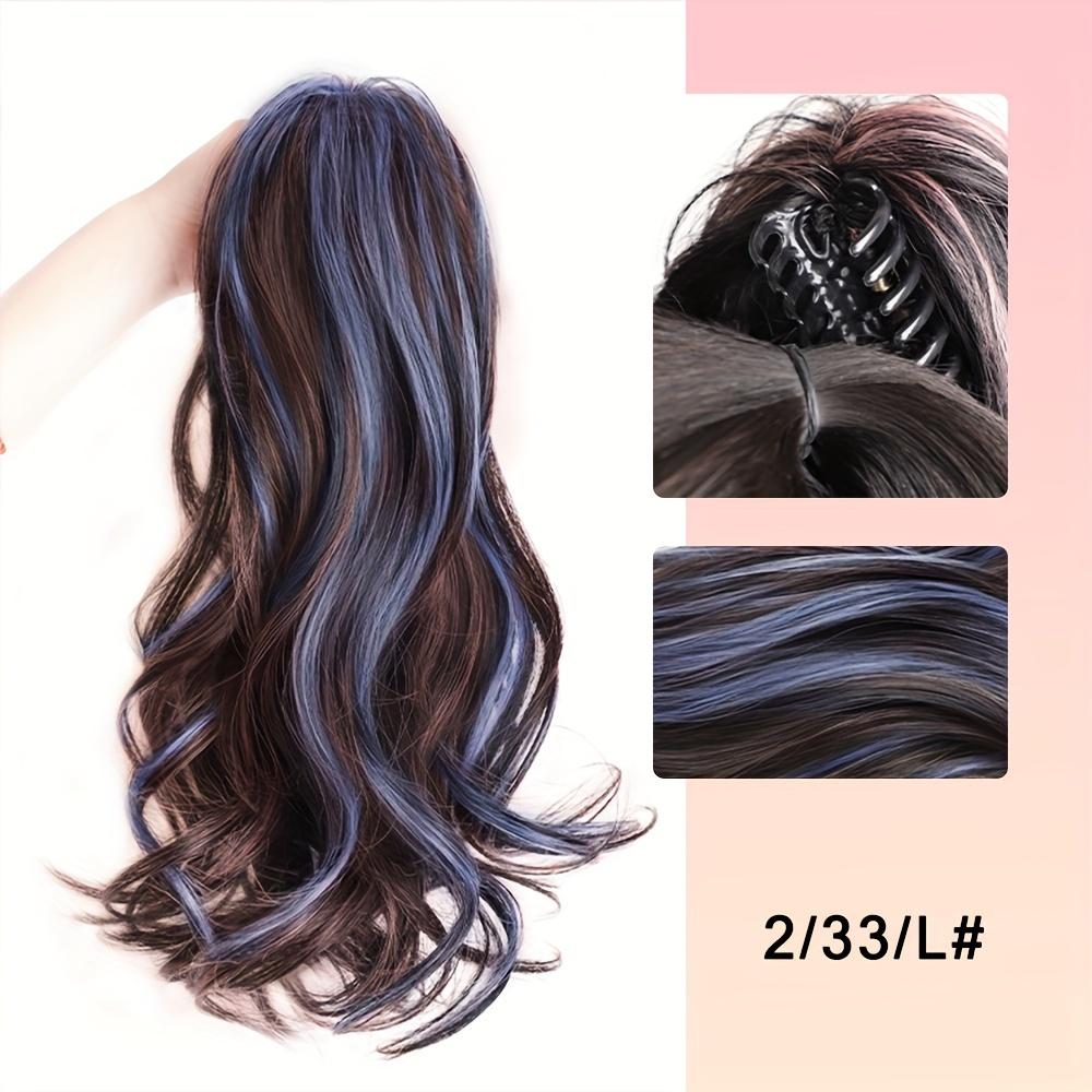 Элегантные яркие цветные синтетические волокна, хвостик, зажим для наращивания волос для женщин, 14 дюймов, волнистый хвостик-фонтан