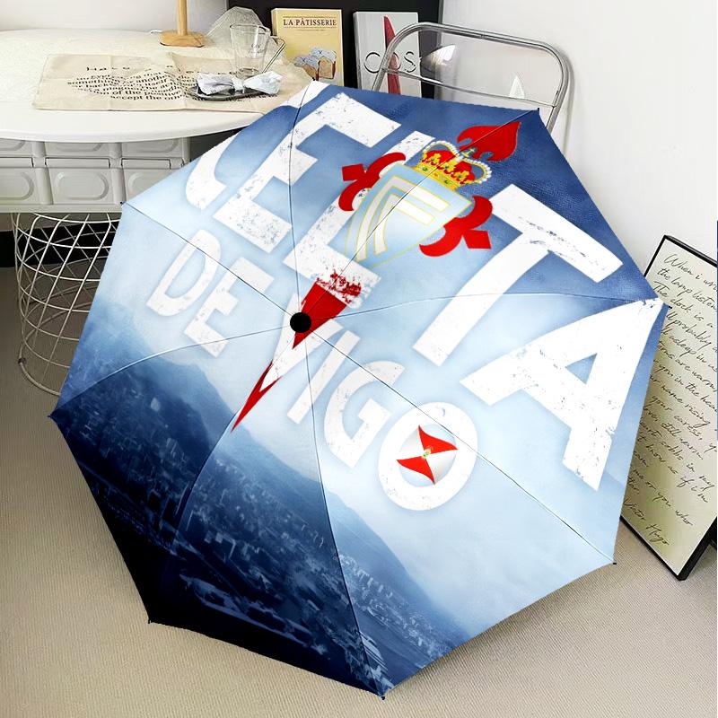 Celta Vigo Crest Automatic Folding Umbrella - 8-Rib Travel Umbrella with Auto Open/Close & Portable Gifts for holidays or birthdays