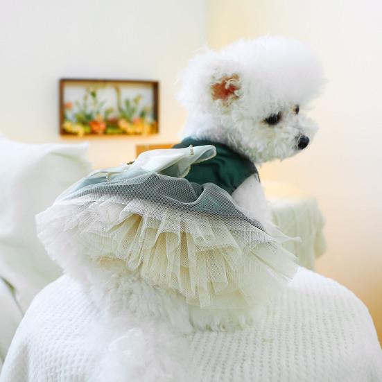 Yousheng Pet Dress Удобное модное платье для собак принцессы с бантом и тяговым кольцом Товары для животных