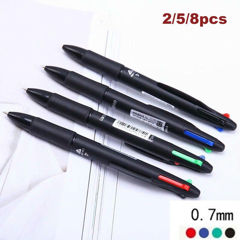 2/5/8pcs 0.7mm Smooth Stationery Plastic Multicolor Ballpoint Pen Gel Pen Writing Tool 4 in 1