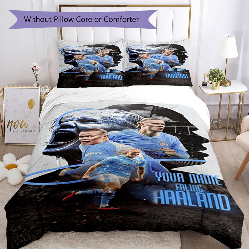 Haaland Customize Text Bedding Set Design for Decorate room Machine Washable Bedroom Decor Perfect Gift for Women Men