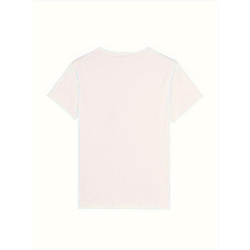 Women'S Casual T-Shirt with Three White Daisy Prints, Machine Washable, Suitable for All Seasons, Casual Top, Comfortable for Casual Attire,