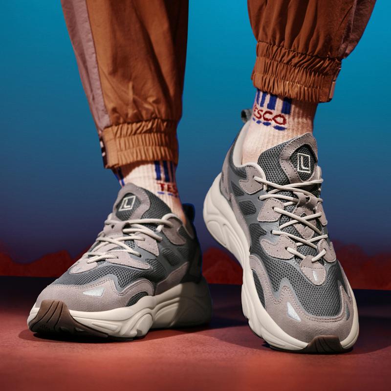 Genuine Leather Men's Chunky Running Shoes for Women Light Comfort Jogging Sports Shoes Mesh Commuting Walking Shoes Sneakeres