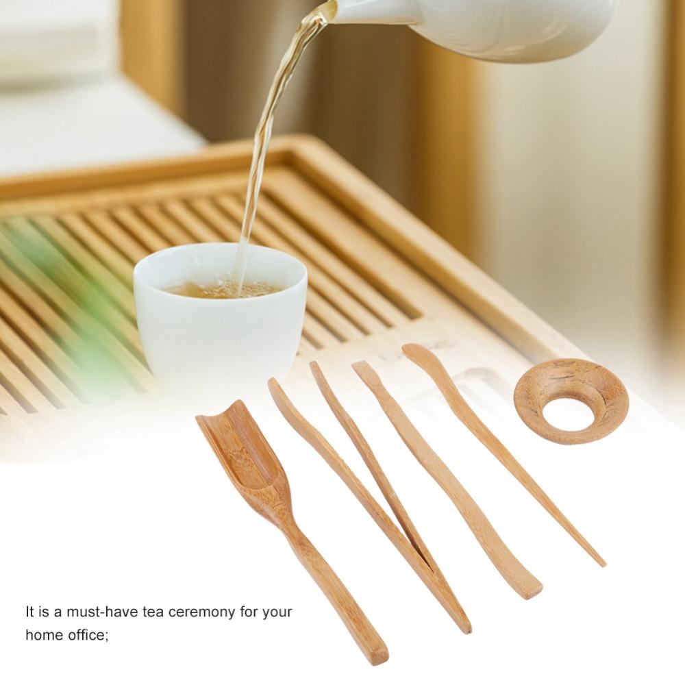 5 pcs set Portable Tools Tea Accessories Bamboo Material Tea Shovel Tea Leaks Chinese Gongfu Tea