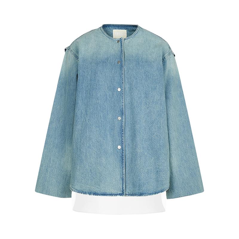 LESS 2025 Autumn Light Blue Loose Fit Denim Jacket