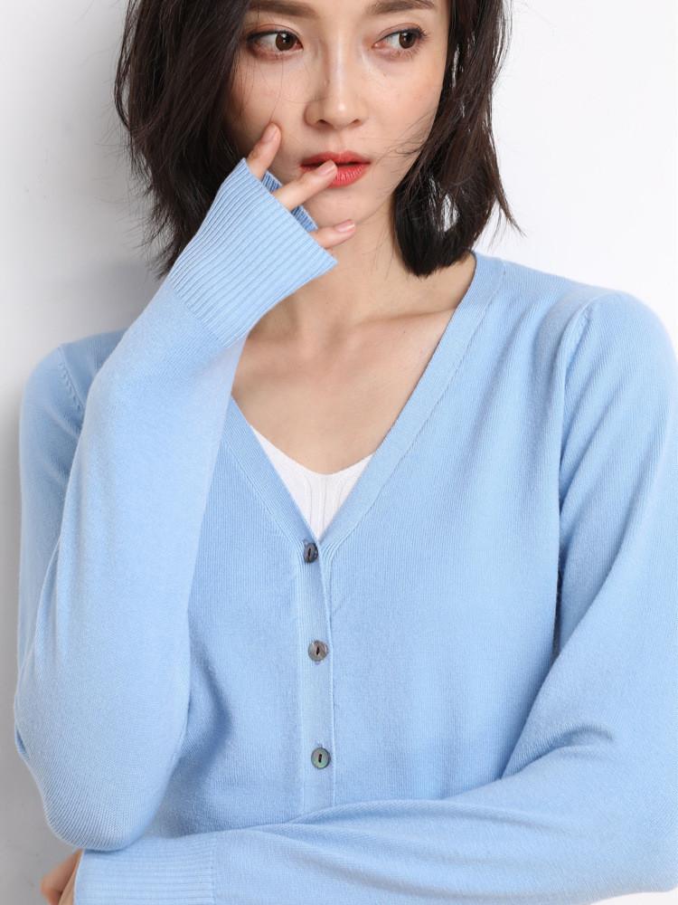 Knit Cardigan For Women With Vneck Long Sleeves Soft Polyester Blend For Casual Wear