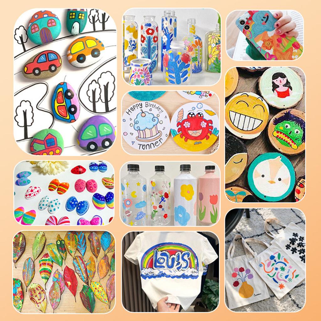 Акриловые маркеры с двойным наконечником для детей, для рисования на камнях, Маркеры для рисования