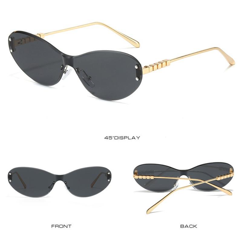 Солнцезащитные очки без оправы в стиле Y2k для женщин, металлические, UV400, очки-гуглы, новые очки с круглыми краями, подходят для вождения на открытом воздухе