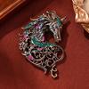 Retro Rhinestone Horse Brooch Pin Women Men Zinc Alloy Horse Head Lapel Pin Animal Sweater Dress Suit Clothing Accessories Jewelry Gift