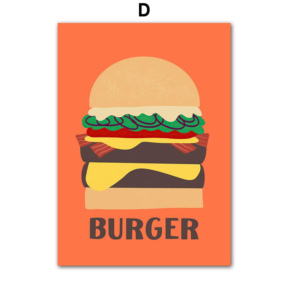 Пицца Рамен Тако Бургер Спагетти Плакаты с сыром на гриле Печать на холсте скандинавские настенные художественные фотографии Декор для кухни и комнаты